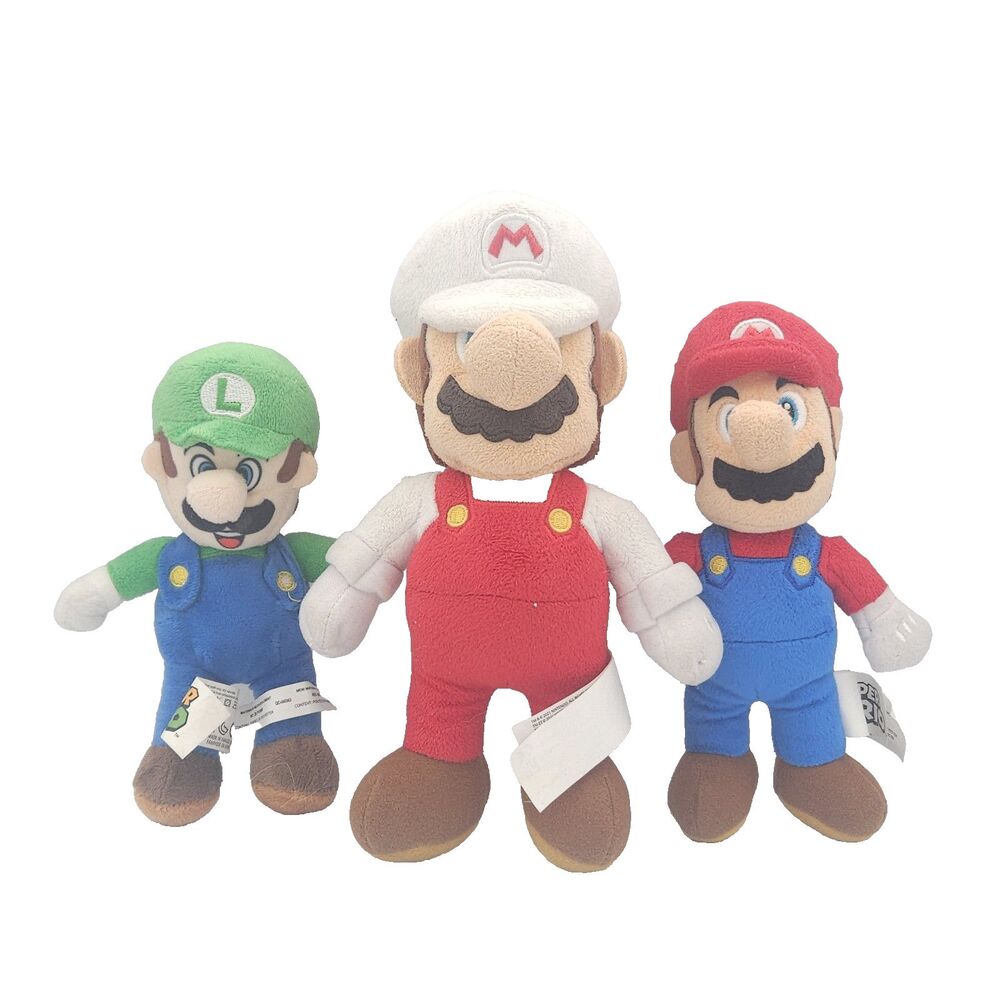 Nintendo Super Mario Luigi Plush Lot 3 Stuffed Animal Dolls Toy Bundle